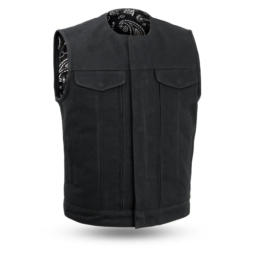 Rebel Torque Men's Motorcycle Canvas Vest