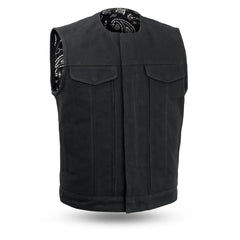Rebel Torque Men's Motorcycle Canvas Vest