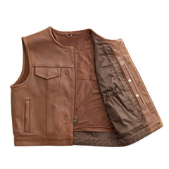 Nocturne Men's Platinum Leather Motorcycle Vest