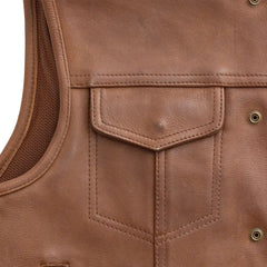 Nocturne Men's Platinum Leather Motorcycle Vest