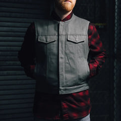 Ironbound Men's Motorcycle Canvas Vest Grey
