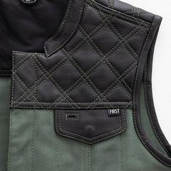 Steelhorse Men's Motorcycle Leather Canvas Vest - Green