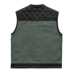 Steelhorse Men's Motorcycle Leather Canvas Vest - Green