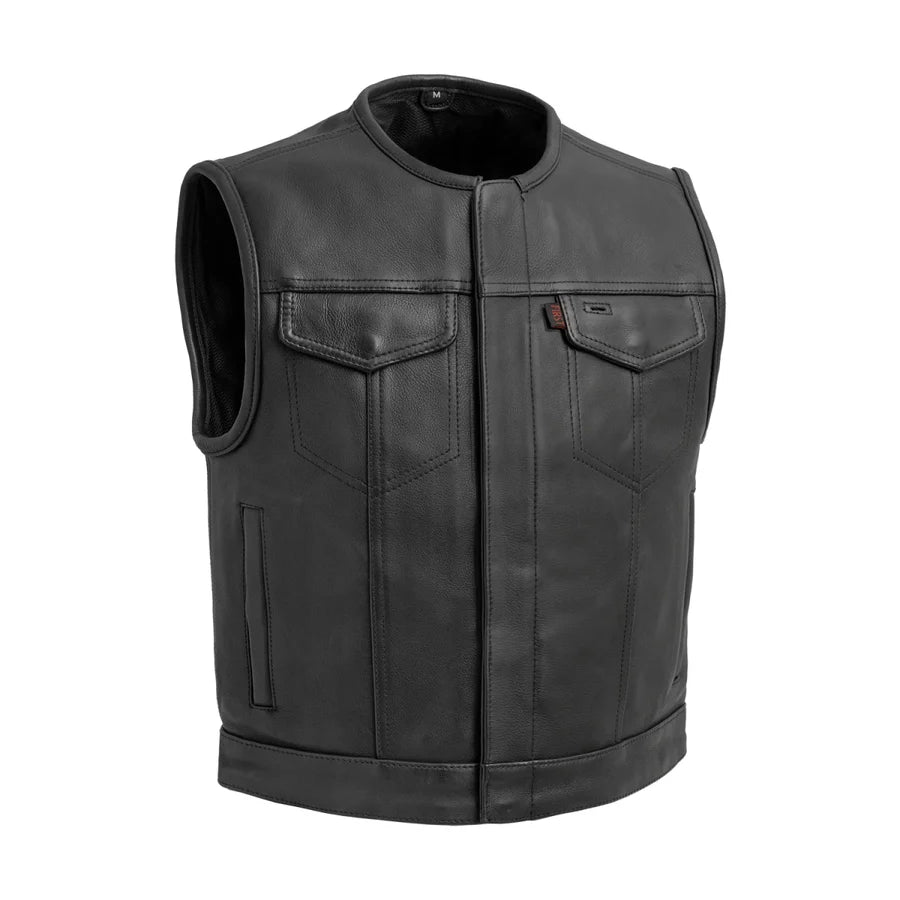 Nocturne Men's Platinum Leather Motorcycle Vest