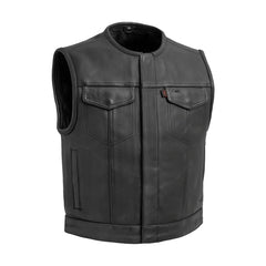 Nocturne Men's Platinum Leather Motorcycle Vest