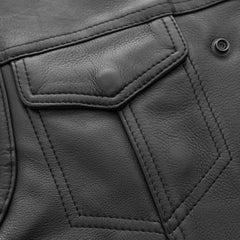 Nocturne Men's Platinum Leather Motorcycle Vest