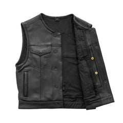 Nocturne Men's Platinum Leather Motorcycle Vest