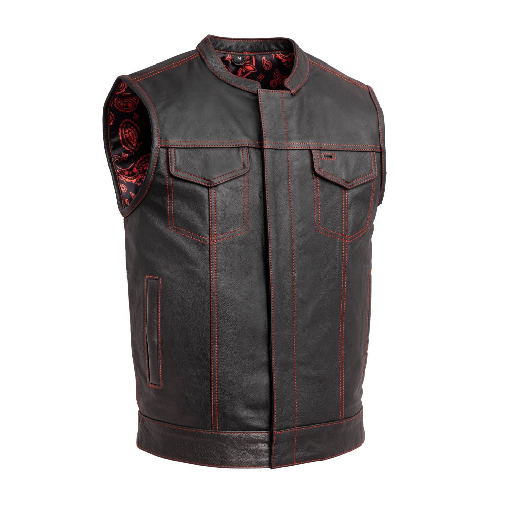 The Cut Men's Motorcycle Leather Vest, Multiple Color Options Men's Leather Vest First Manufacturing Company Red S