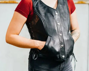 Women Motorbike Leather Vests