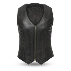 Ladies Classic Western Style Leather Biker Vest