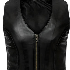 Ladies Classic Western Style Leather Biker Vest